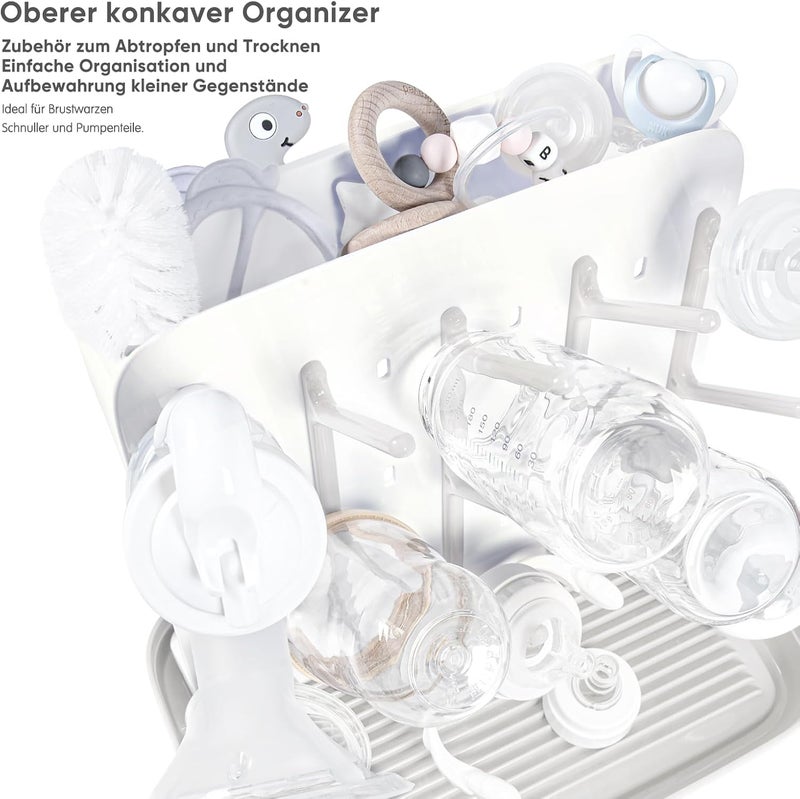 Termichy Baby Bottle Drying Rack: Large Vertical Bottle Dryer Rack Holder - Space Saving Standing Drying Rack for Baby Bottles and Pump Part Cleaning (White) - Image 4